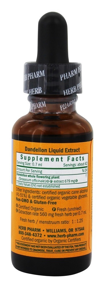 Extrato líquido da planta inteira Dandelion de florescência para limpar e desintoxicar - 1 fl. oz. Herb Pharm - Imagem 2