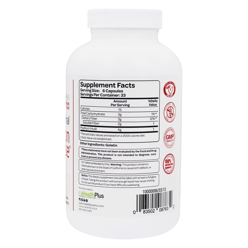Original Colon Cleanse Com Casca de Psyllium - Cápsulas 200 Health Plus - Imagem 2