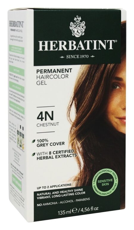 Gel Permanente Haircolor Herbal 4N Castanha - 4.5 fl. oz. Herbatint