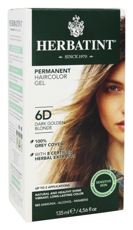 Gel Permanente Haircolor Herbal 6D Loiro Dourado Escuro - 4.5 fl. oz. Herbatint