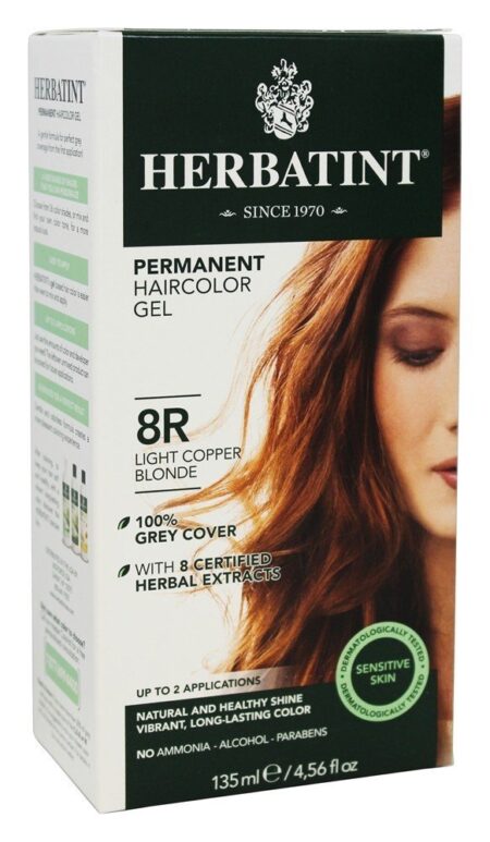 De ervas Haircolor Permanente Gel 8r Luz Cobre Loira - 4.5 fl. oz. Herbatint