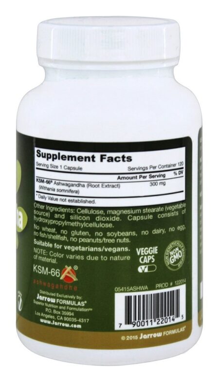 Ashwagandha 300 mg. - Cápsulas vegetarianas 120 Jarrow Formulas - Image 2