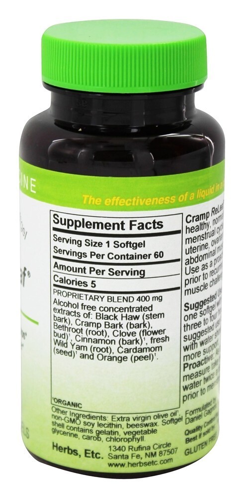 Cramp ReLeaf Sem Álcool - 60 Softgels Herbs Etc - Imagem 2