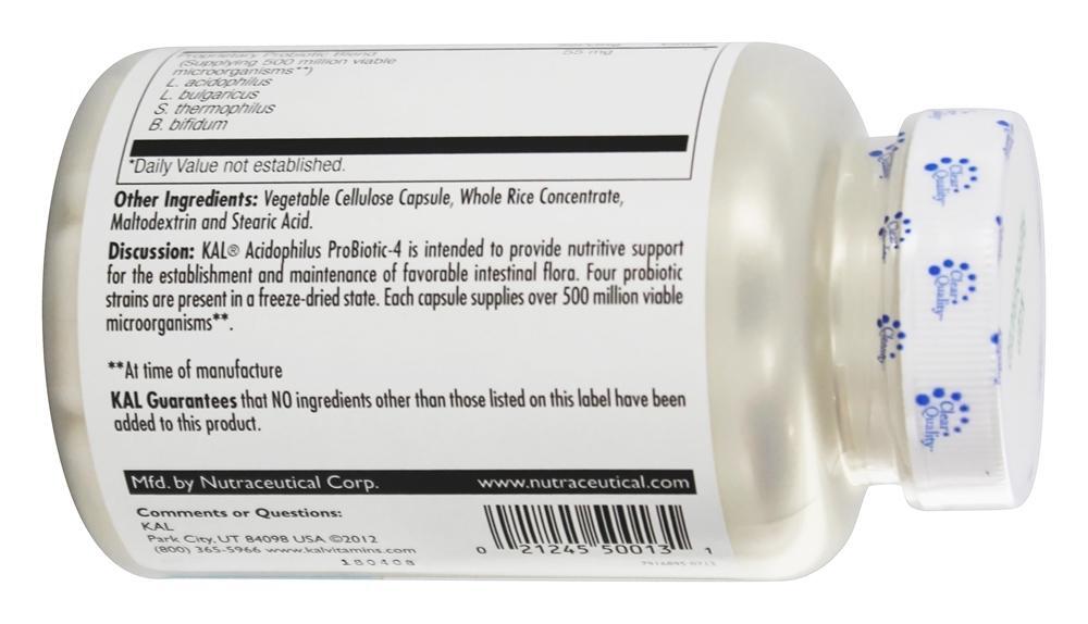 Acidophilus ProBiotic-4 - Cápsulas vegetarianas 100 Kal - Imagem 3