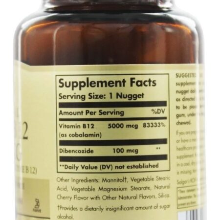 Vitamin B12 Sublingual 5000 mcg. - 60 Pepita (s) Solgar - Imagem 2