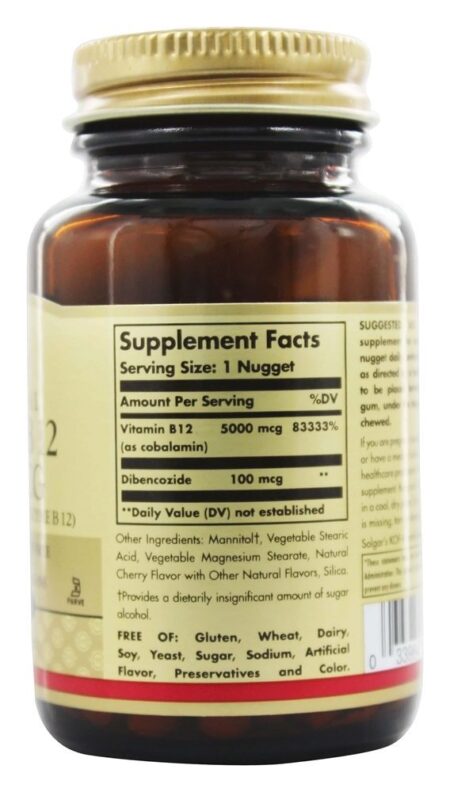 Vitamin B12 Sublingual 5000 mcg. - 60 Pepita (s) Solgar - Image 2