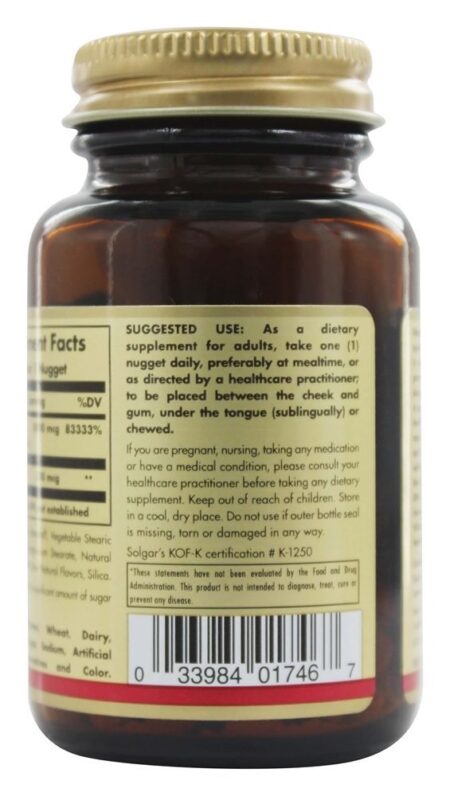 Vitamin B12 Sublingual 5000 mcg. - 60 Pepita (s) Solgar - Image 3