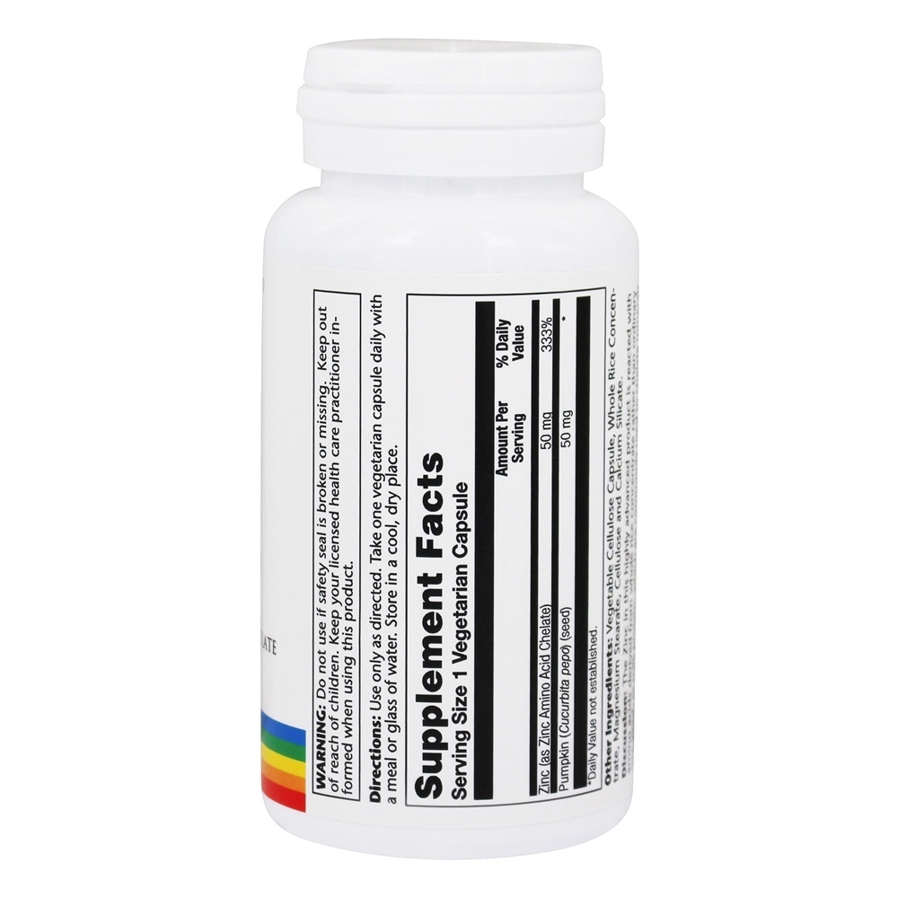 Zinco 50 mg. - Cápsulas vegetarianas 100 Solaray - Imagem 2