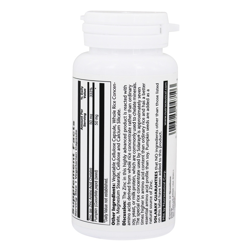Zinco 50 mg. - Cápsulas vegetarianas 100 Solaray - Imagem 3
