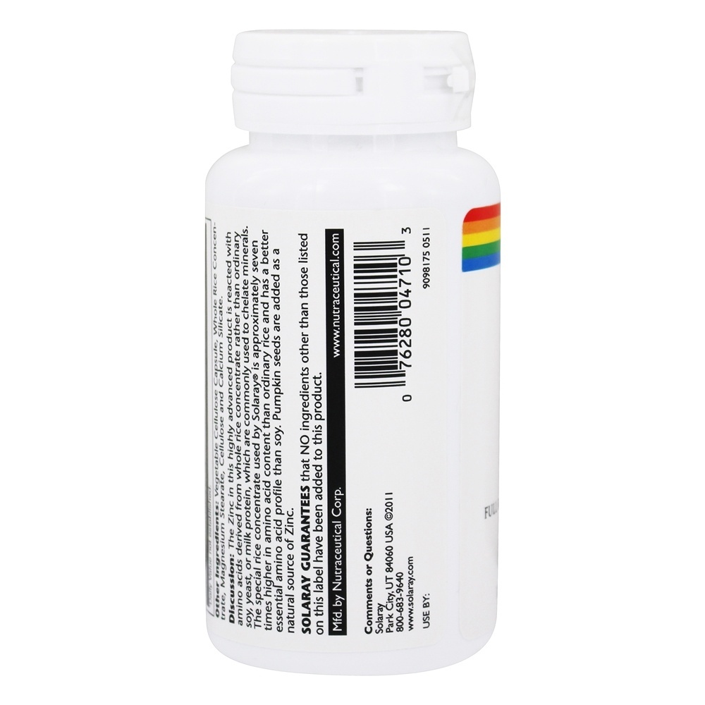 Zinco 50 mg. - Cápsulas vegetarianas 100 Solaray - Imagem 4