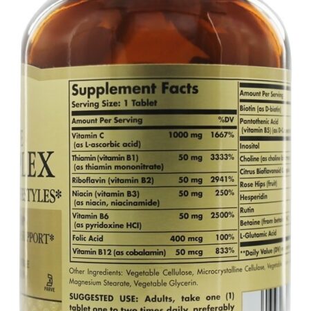 Fórmula de stress complexo Ultimate B + C - 90 Tablets Solgar - Imagem 2
