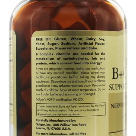 Fórmula de stress complexo Ultimate B + C - 90 Tablets Solgar - Imagem 4