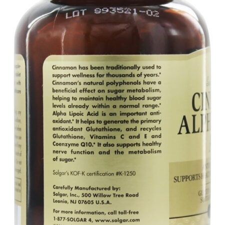 Alpha Comprimidos de canela com ácido lipóico - 60 Tablets Solgar - Imagem 4