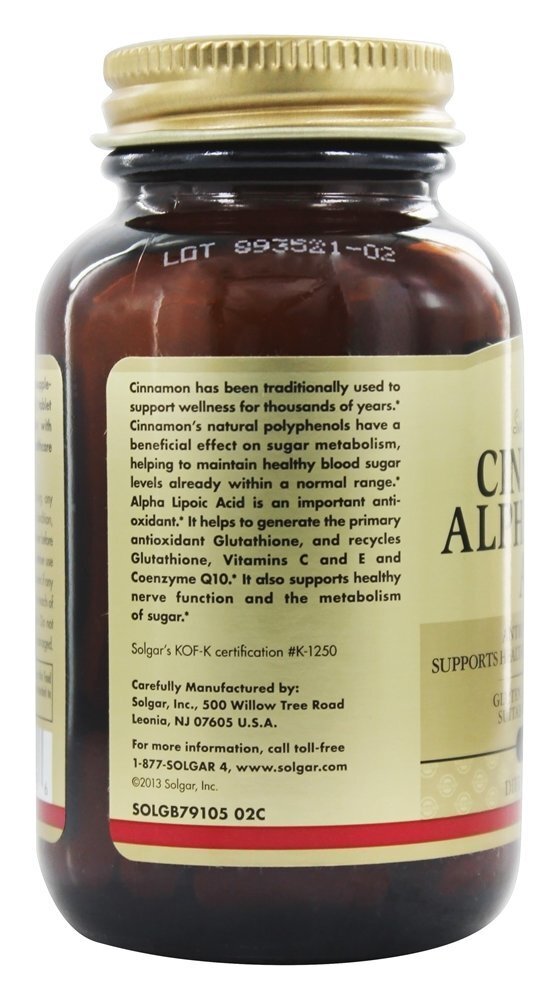 Alpha Comprimidos de canela com ácido lipóico - 60 Tablets Solgar - Imagem 4