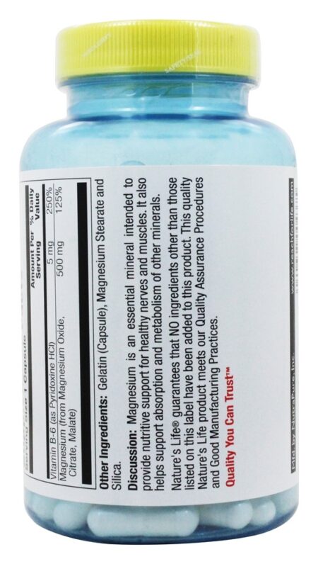 Magnésio 500 mg. - Cápsulas 100 Nature's Life - Image 3
