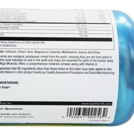Minerais Mega Vegetarianos - 100 Tablets Nature's Life - Imagem 3