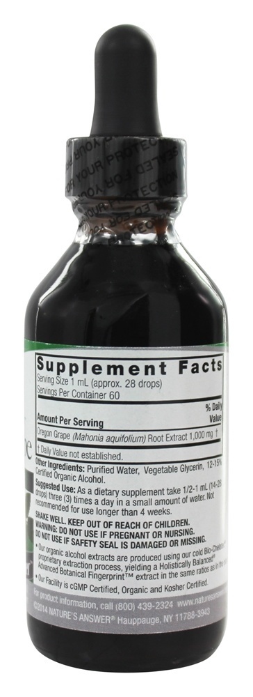 Álcool orgânico da raiz da uva de Oregon - 2 fl. oz. Nature's Answer - Imagem 2