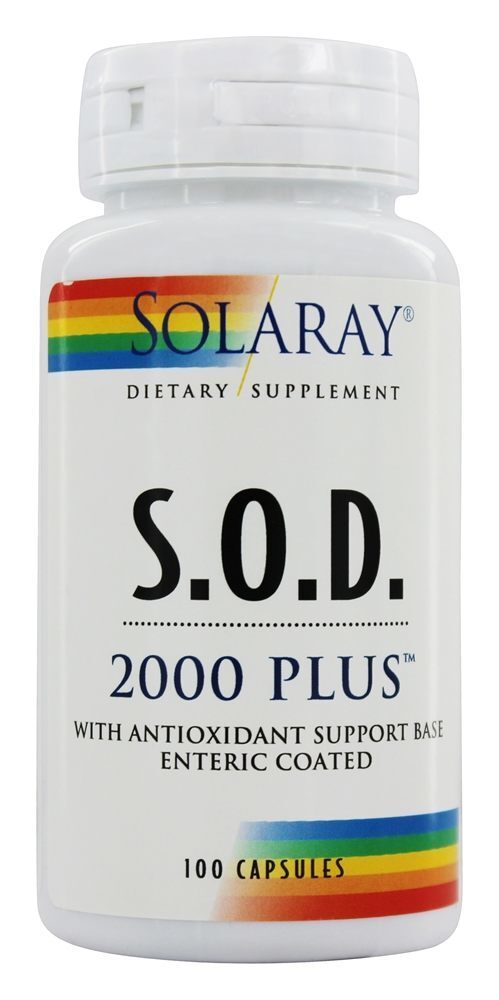 SOD 2000 Plus com revestimento entérico com base de suporte antioxidante - Cápsulas 100 Solaray