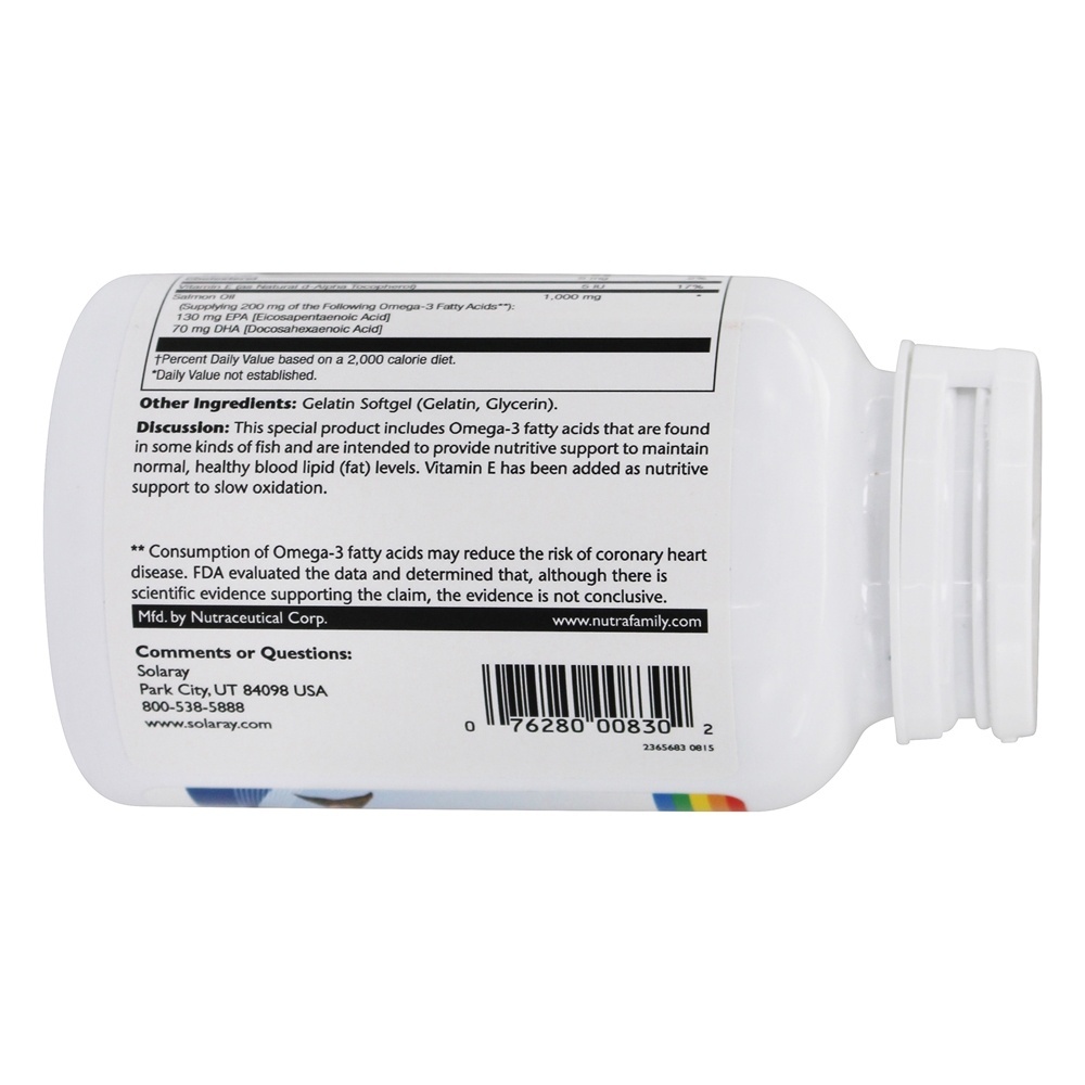 Óleo de Salmão 1000 mg. - 90 Softgels Solaray - Imagem 4
