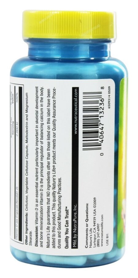 Vitamina D2 2000 UI - Cápsulas vegetarianas 90 Nature's Life - Image 3