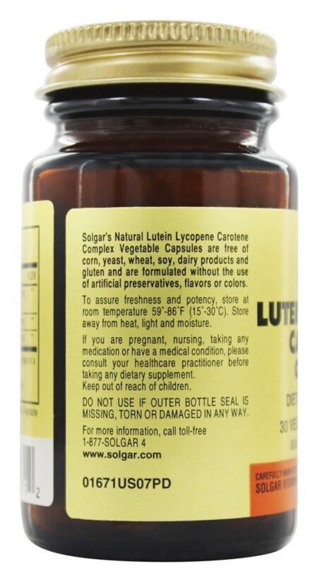 Complexo de Luteína Licopeno & Caroteno - Cápsulas vegetarianas 30 Solgar - Image 4