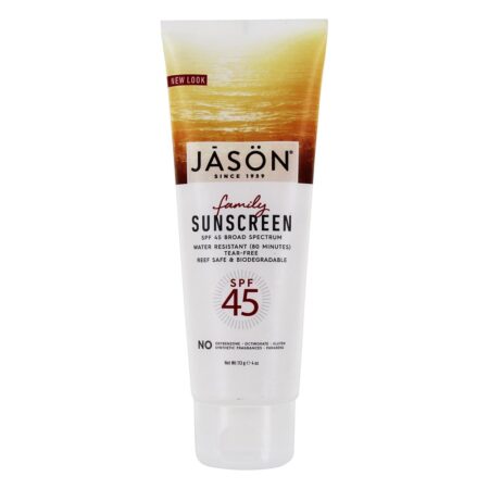 Protetor solar da família resistente à água 45 SPF - 4 fl. oz. JASON Natural Products