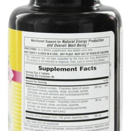 Dyno-Mins, Magnésio Potássio & Bromelaína - 90 Tablets Natures Plus - Imagem 2
