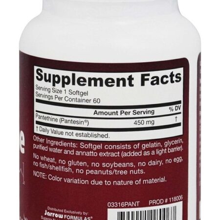 Pantethine 450 mg. - 60 Softgels Jarrow Formulas - Imagem 2