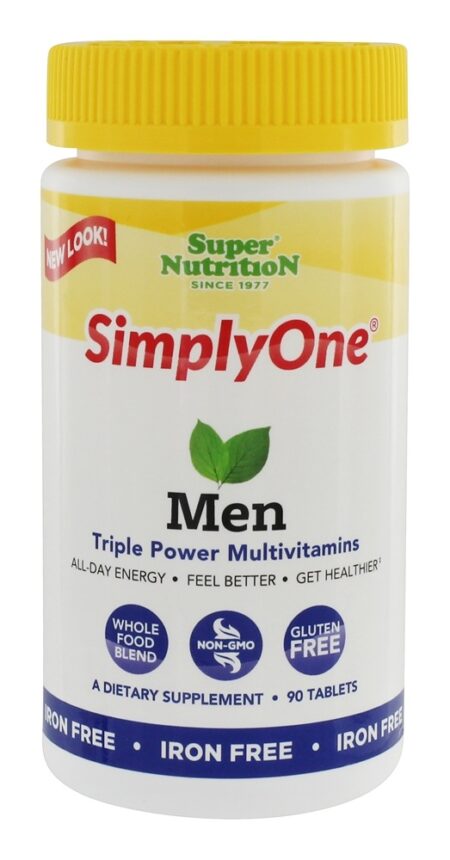 Simplesmente um multivitaminas do poder triplicar-se dos homens ferro livre - 90 Tablet (s) Super Nutrition