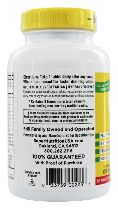 Simplesmente um multivitaminas do poder triplicar-se dos homens ferro livre - 90 Tablet (s) Super Nutrition - Image 4