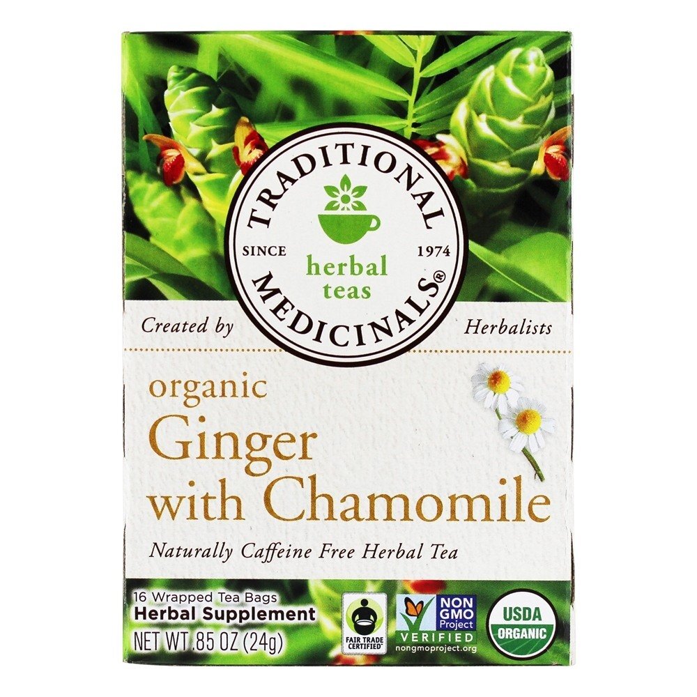 Gengibre Orgânico com Chá de Camomila - 16 Saquinhos de Chá Traditional Medicinals