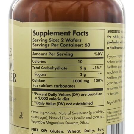 Cálcio Mastigável 500 mg. - Wafers mastigáveis 120 Solgar - Imagem 2