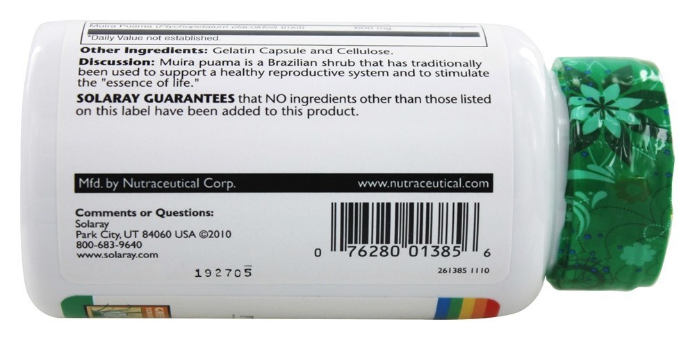 Muira Puama 300 mg. - Cápsulas 100 Solaray - Imagem 4