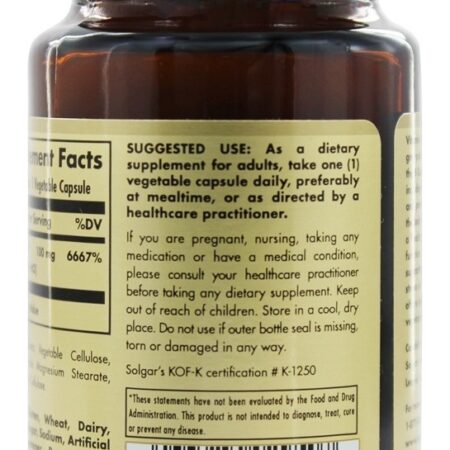 Vitamina B1 (tiamina) 100 mg. - Cápsulas vegetarianas 100 Solgar - Imagem 3