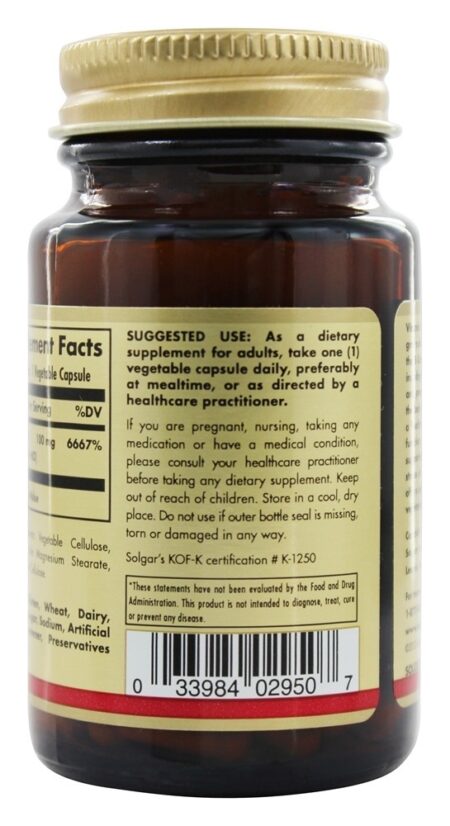 Vitamina B1 (tiamina) 100 mg. - Cápsulas vegetarianas 100 Solgar - Image 3