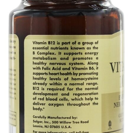 Vitamina B12 100 mcg. - 100 Tablets Solgar - Imagem 4
