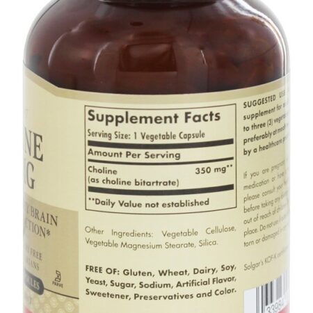 Colina 350 mg. - Cápsulas vegetarianas 100 Solgar - Imagem 2