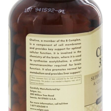 Colina 350 mg. - Cápsulas vegetarianas 100 Solgar - Imagem 4