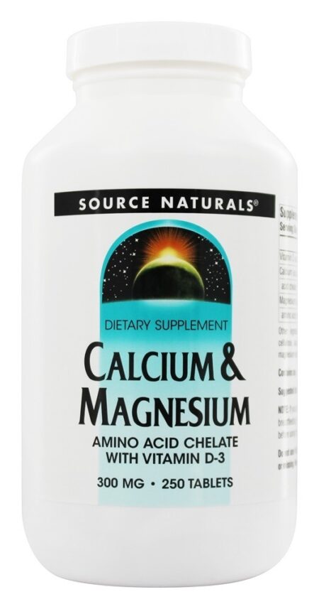 Quelato de Aminoácidos de Cálcio e Magnésio com Vitamina D3 300 mg. - 250 Tablets Source Naturals