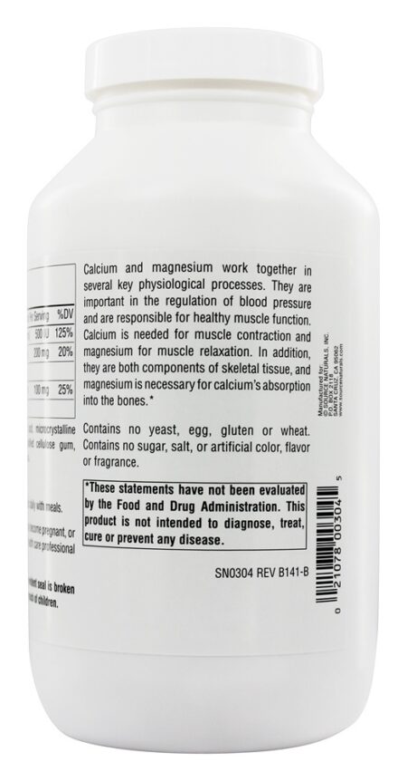 Quelato de Aminoácidos de Cálcio e Magnésio com Vitamina D3 300 mg. - 250 Tablets Source Naturals - Image 3