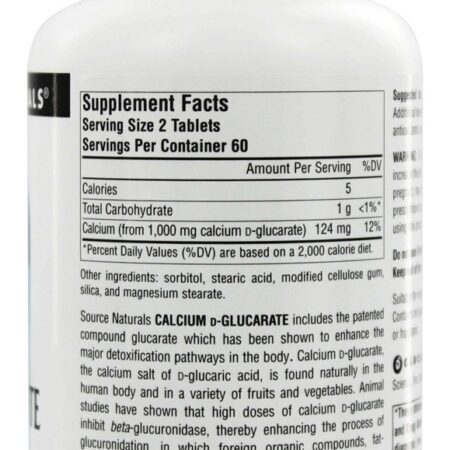 Cálcio-D-Glucarato Desintoxicante Celular 500 mg. - 120 Tablets Source Naturals - Imagem 2