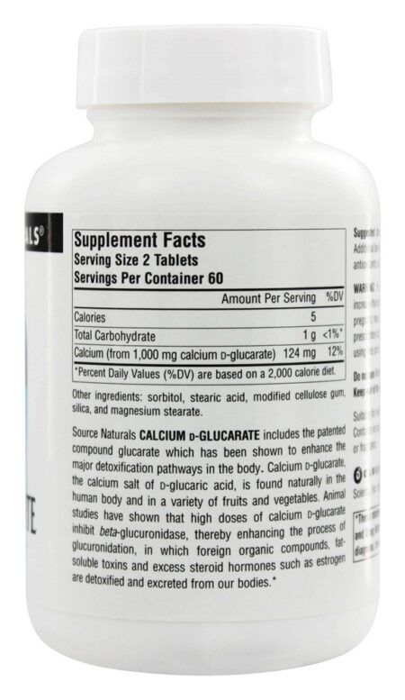 Cálcio-D-Glucarato Desintoxicante Celular 500 mg. - 120 Tablets Source Naturals - Image 2