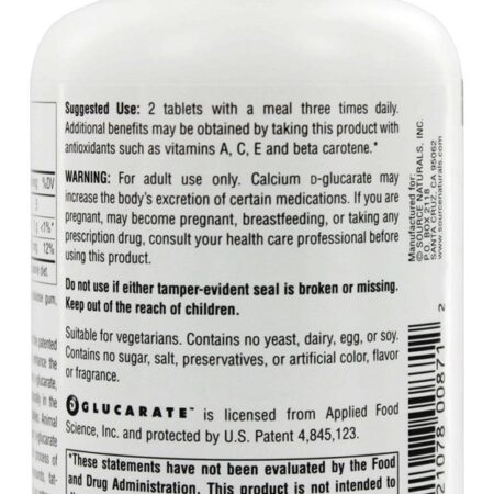 Cálcio-D-Glucarato Desintoxicante Celular 500 mg. - 120 Tablets Source Naturals - Imagem 3