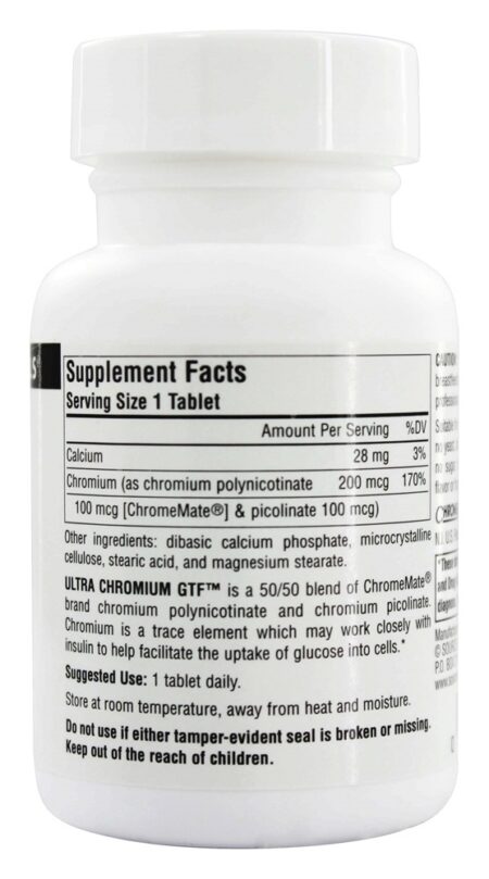 Complexo Cromo Ultra cromo Picolinato de Cromo GTF 200 mcg. - 120 Tablets Source Naturals - Image 2