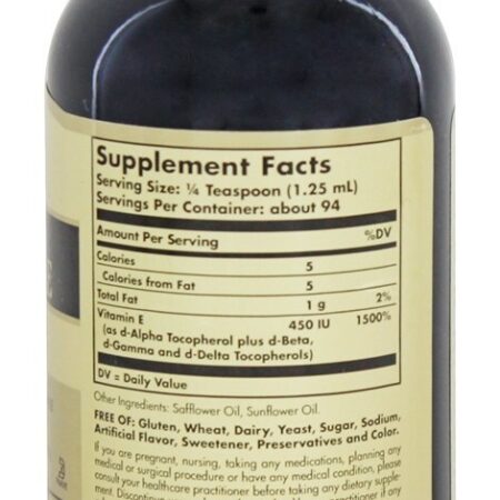 Vitamina E Líquida 20000 UI - 4 fl. oz. Solgar - Imagem 2