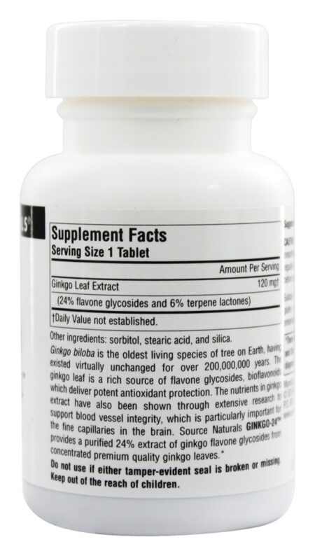 Ginkgo-24 Ginkgo Biloba Extrair 120 mg. - 60 Tablets Source Naturals - Image 2