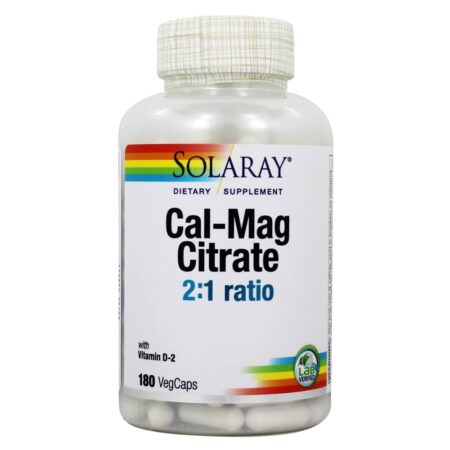 Citrato Cal-Mag Com 400 Vitamina D I 2 : 1 Ratio - Cápsulas vegetarianas 180 Solaray