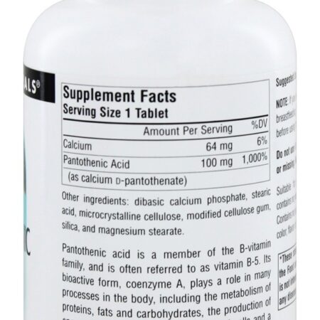 Ácido Pantotênico Vitamina B5 100 mg. - 250 Tablets Source Naturals - Imagem 2