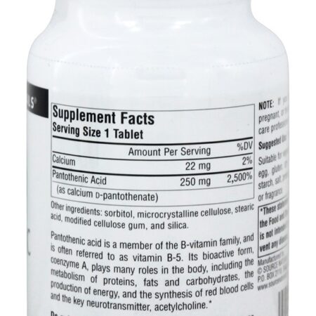Ácido Pantotênico Vitamina B5 250 mg. - 100 Tablets Source Naturals - Imagem 2