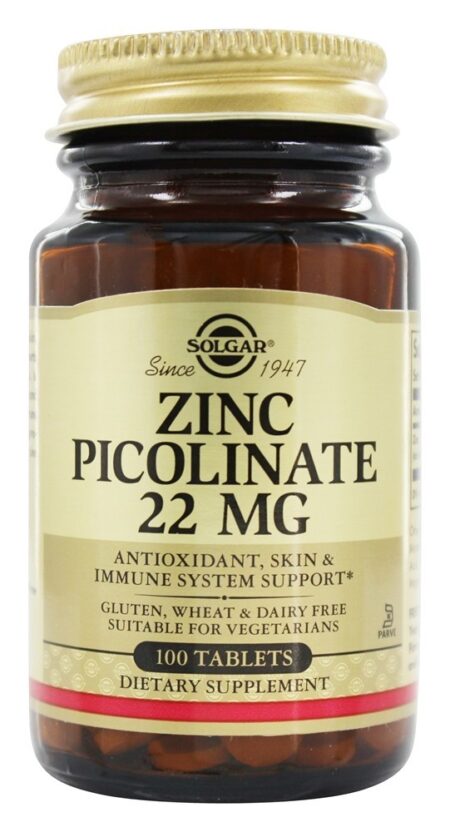 Picolinato de Zinco 22 mg. - 100 Tablets Solgar